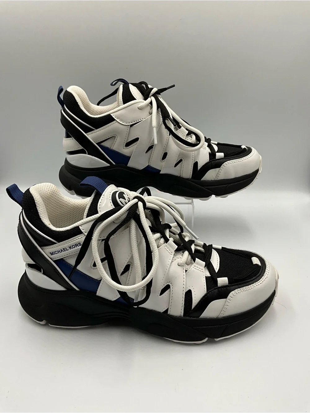 Michael Kors Sneakers Size 8m White Trainer Sneakers with Blue Accents